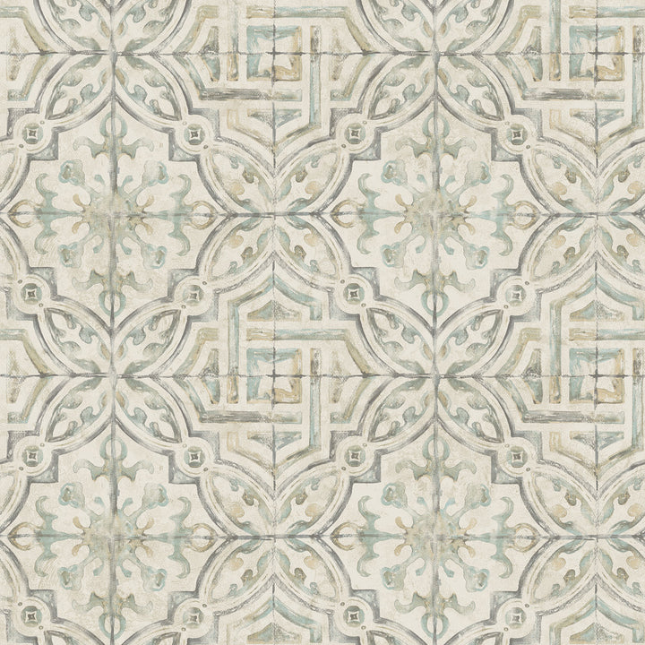 Sonoma Olive Spanish Tile Wallpaper by Chesapeake The Vineyard Covers about 56.4 square feet 20.5-in by 33-ft long roll Prepasted 20.5 - Fabric Carolina -