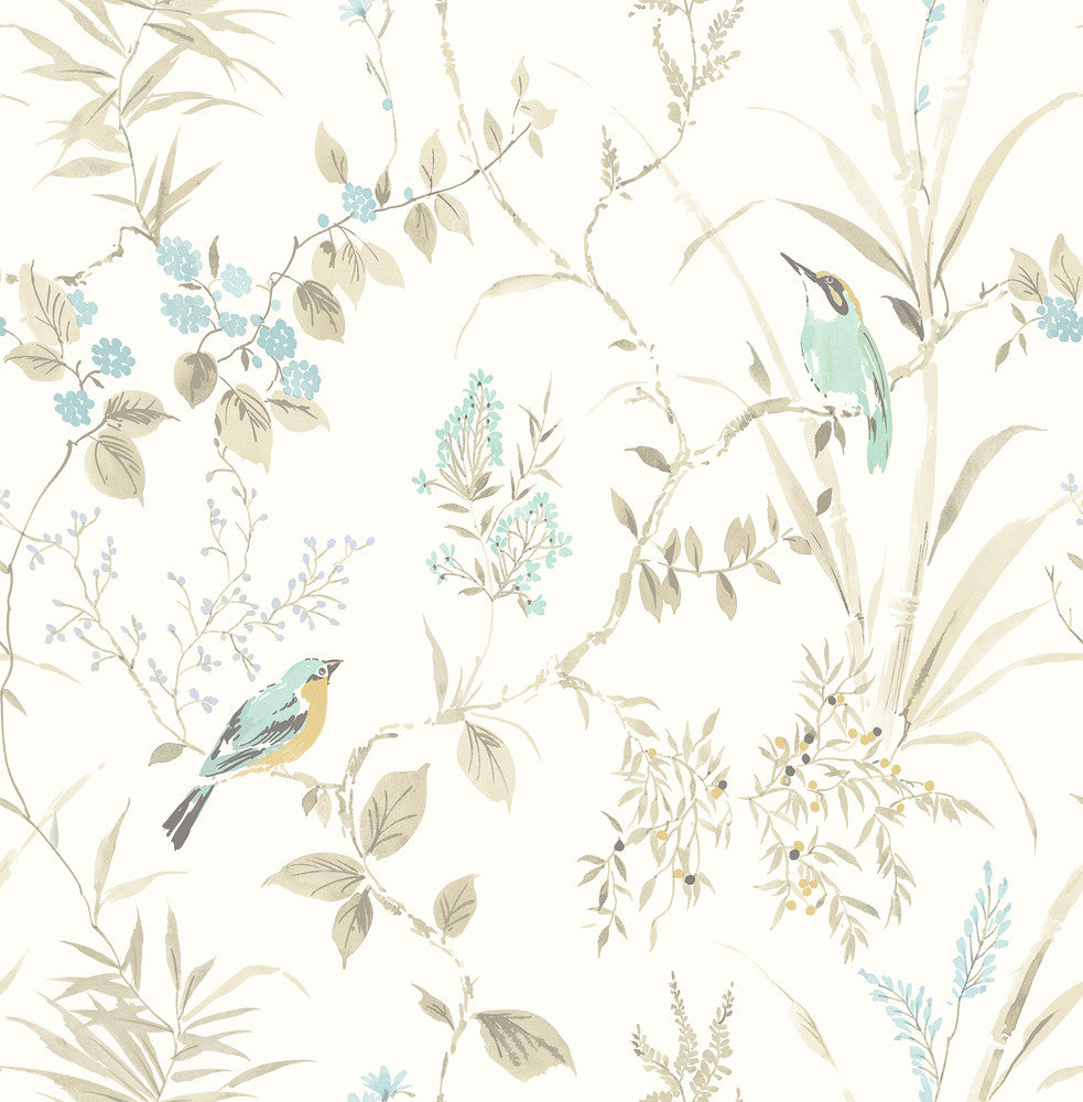 Imperial Garden Beige Botanical Wallpaper by Chesapeake The Vineyard Covers about 56.4 square feet 20.5-in by 33-ft long roll Unpasted 20.9 - Fabric Carolina -