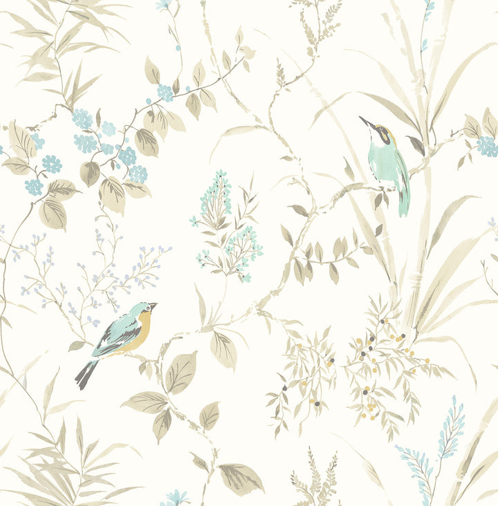 Imperial Garden Beige Botanical Wallpaper by Chesapeake The Vineyard Covers about 56.4 square feet 20.5-in by 33-ft long roll Unpasted 20.9 - Fabric Carolina -