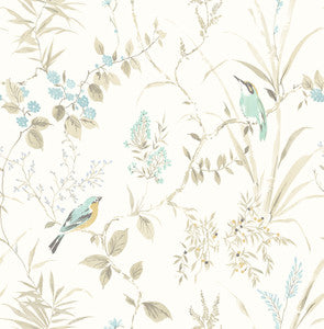 Imperial Garden Beige Botanical Wallpaper by Chesapeake