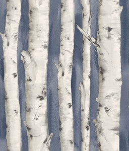 Pioneer Denim Birch Tree Wallpaper by Chesapeake