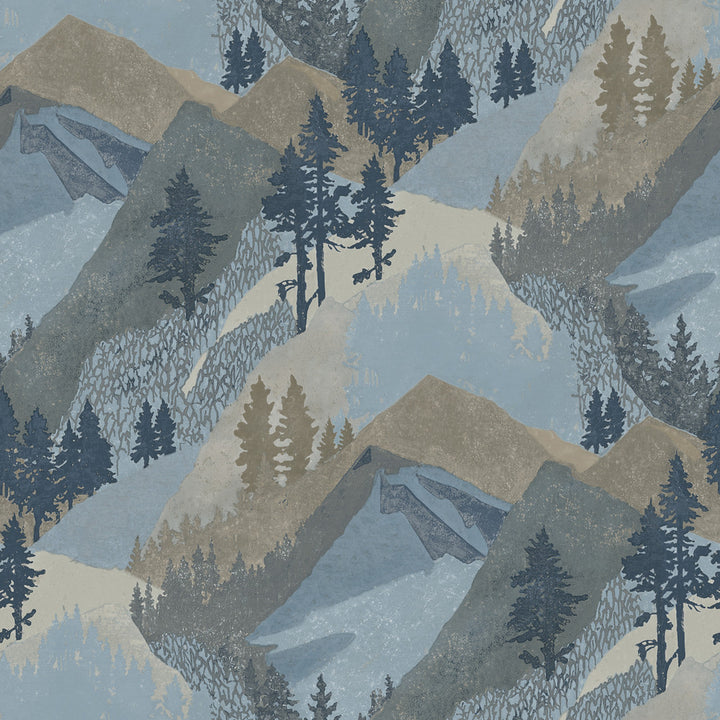 Range Blue Mountains Wallpaper by Chesapeake Birch & Sparrow Covers about 56.4 square feet 20.5-in by 33-ft long roll Prepasted 20.5 - Fabric Carolina -