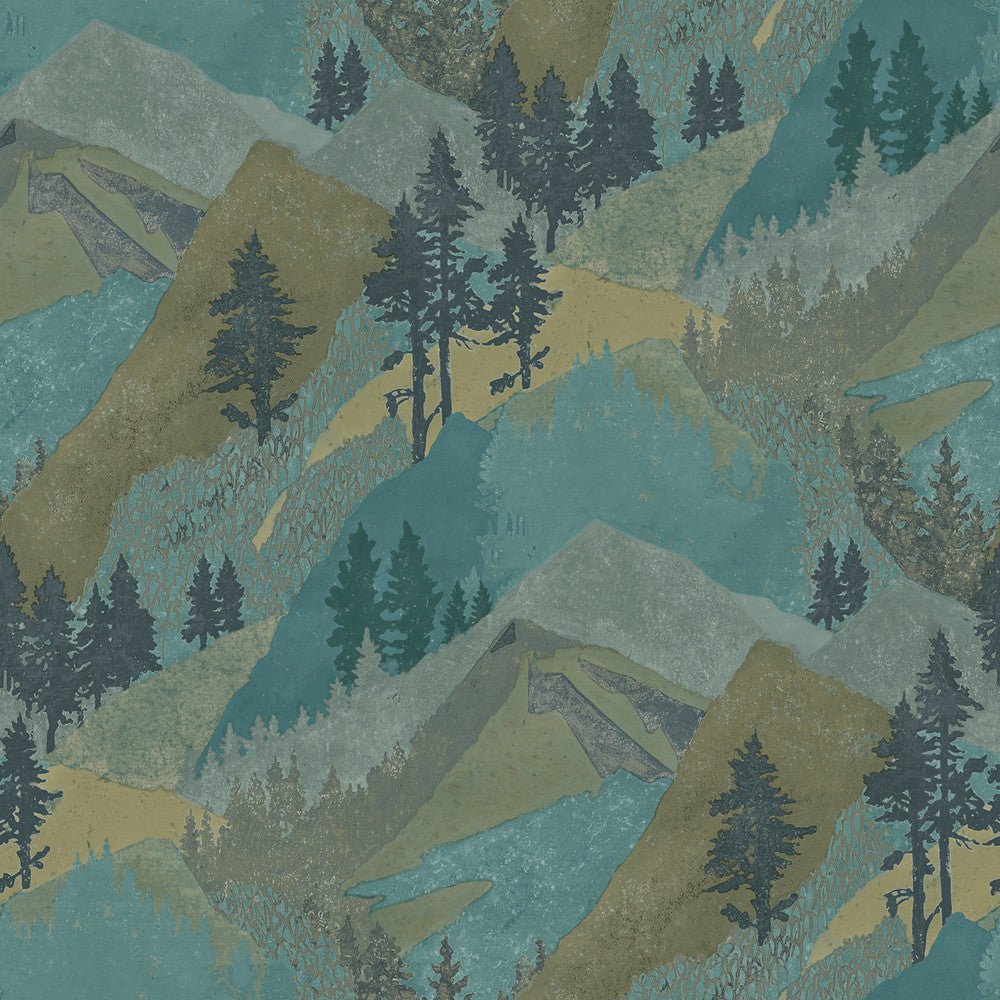 Range Green Mountains Wallpaper by Chesapeake Birch & Sparrow Covers about 56.4 square feet 20.5-in by 33-ft long roll Prepasted 20.5 - Fabric Carolina -