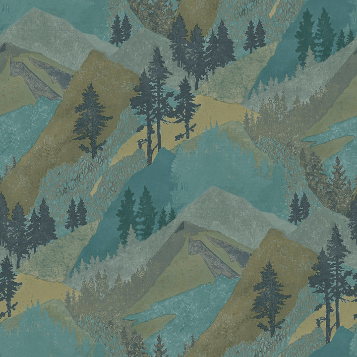 Range Green Mountains Wallpaper by Chesapeake Birch & Sparrow Covers about 56.4 square feet 20.5-in by 33-ft long roll Prepasted 20.5 - Fabric Carolina -