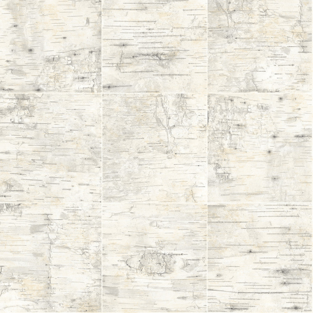Champlain Grey Grid Wood Wallpaper by Chesapeake Birch & Sparrow Covers about 56.4 square feet 20.5-in by 33-ft long roll Prepasted 20.5 - Fabric Carolina -