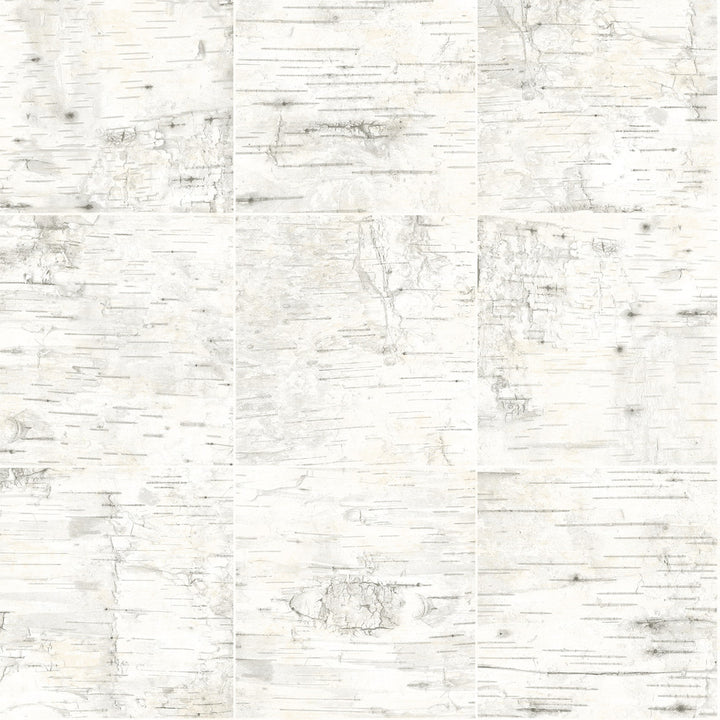 Champlain Off White Grid Wood Wallpaper by Chesapeake Birch & Sparrow United States Prepasted - Fabric Carolina -