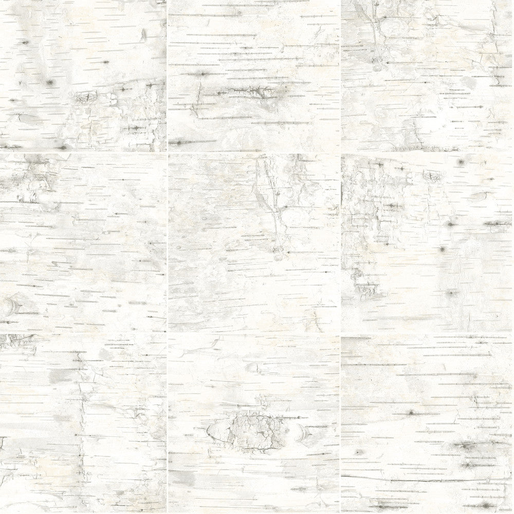Champlain Off White Grid Wood Wallpaper by Chesapeake Birch & Sparrow United States Prepasted - Fabric Carolina -