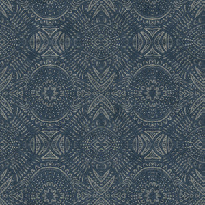 Java Navy Medallion Wallpaper by Chesapeake