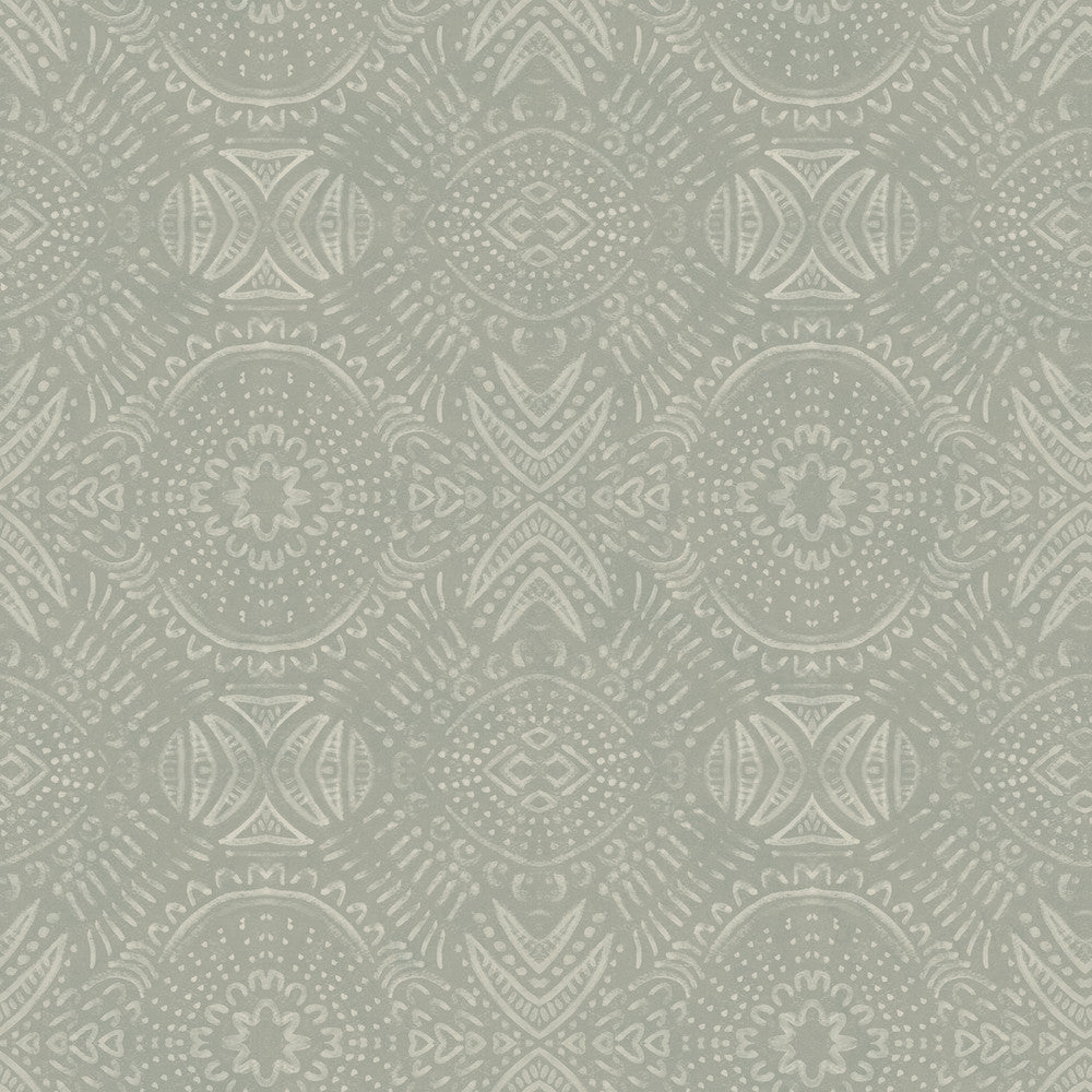 Java Beige Medallion Wallpaper by Chesapeake Birch & Sparrow Covers about 56.4 square feet 20.5-in by 33-ft long roll Prepasted 20.5 - Fabric Carolina -