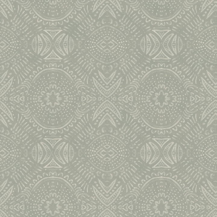 Java Beige Medallion Wallpaper by Chesapeake Birch & Sparrow Covers about 56.4 square feet 20.5-in by 33-ft long roll Prepasted 20.5 - Fabric Carolina -
