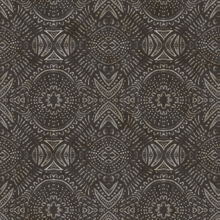 Java Dark Brown Medallion Wallpaper by Chesapeake Birch & Sparrow United States Prepasted - Fabric Carolina -