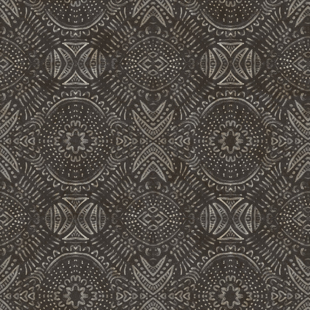 Java Dark Brown Medallion Wallpaper by Chesapeake Birch & Sparrow United States Prepasted - Fabric Carolina -