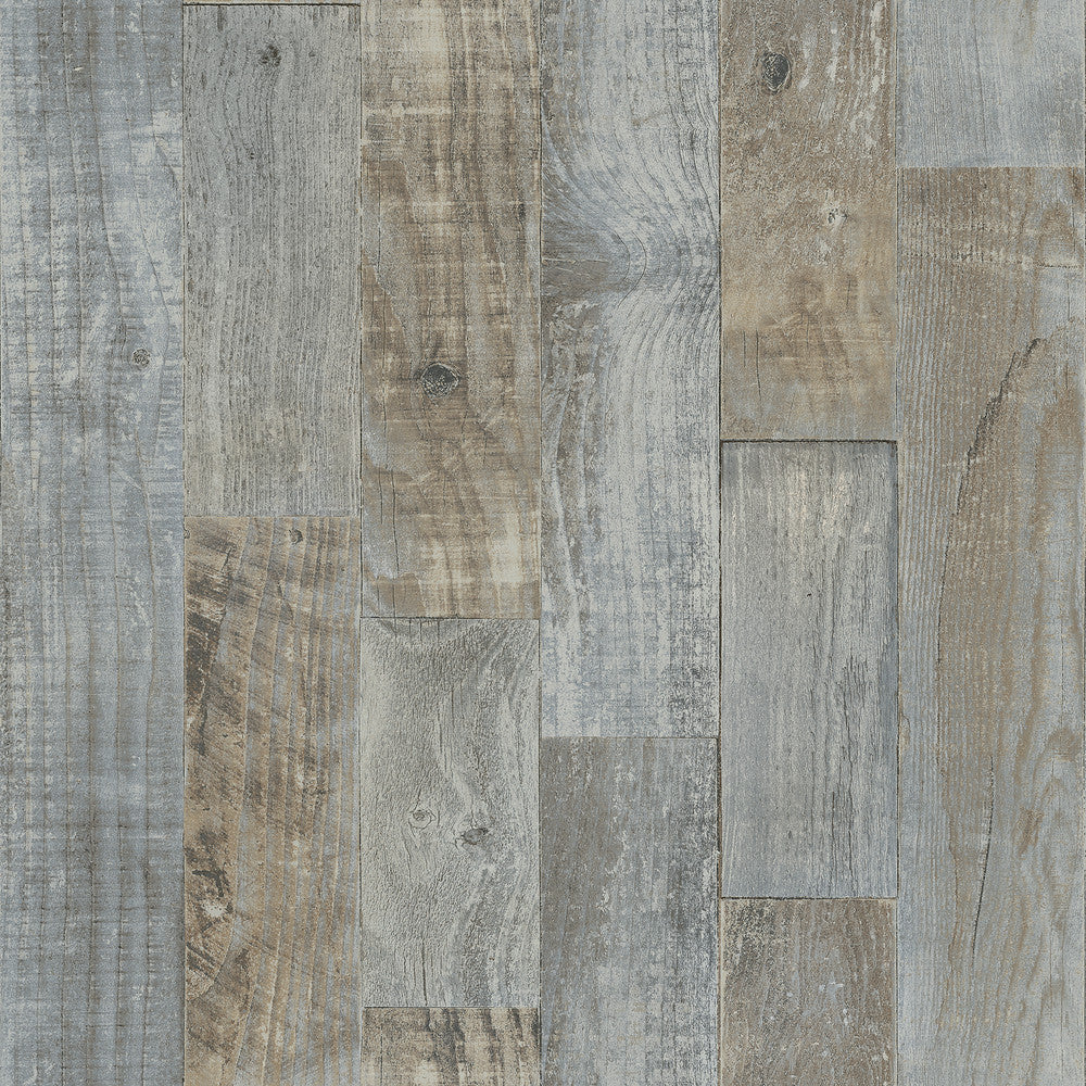 Chebacco Grey Wooden Planks Wallpaper by Chesapeake Birch & Sparrow Covers about 56.4 square feet 20.5-in by 33-ft long roll Prepasted 20.5 - Fabric Carolina -