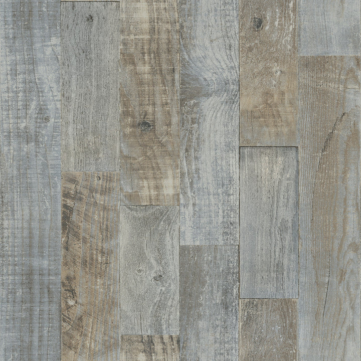 Chebacco Grey Wooden Planks Wallpaper by Chesapeake Birch & Sparrow Covers about 56.4 square feet 20.5-in by 33-ft long roll Prepasted 20.5 - Fabric Carolina -