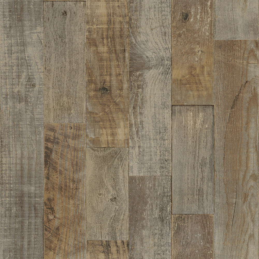 Chebacco Brown Wooden Planks Wallpaper by Chesapeake Birch & Sparrow Covers about 56.4 square feet 20.5-in by 33-ft long roll Prepasted 20.5 - Fabric Carolina -
