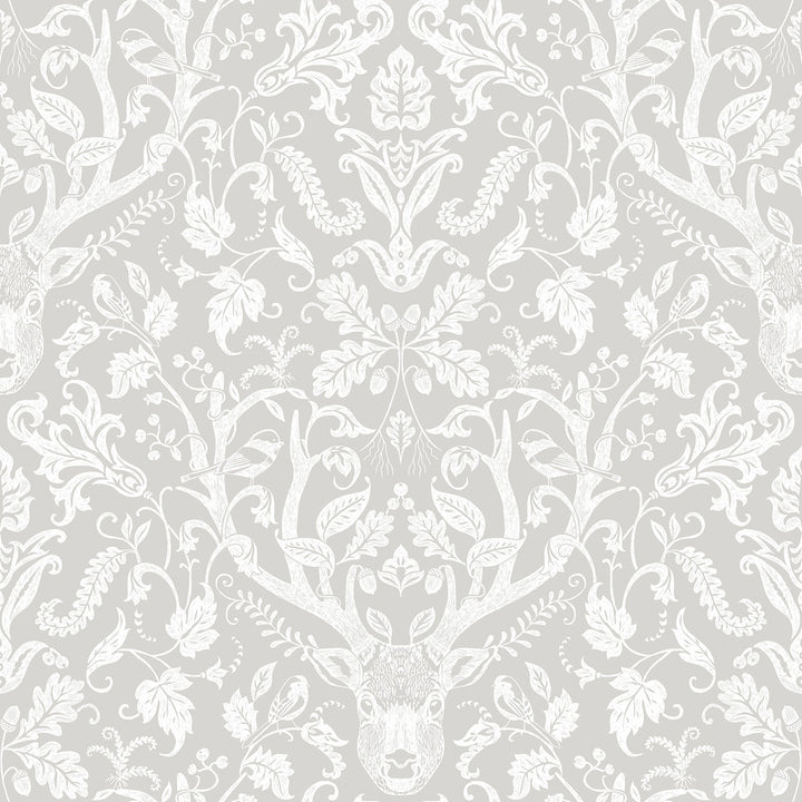 Kiwassa Taupe Antler Damask Wallpaper by Chesapeake Birch & Sparrow Covers about 56.4 square feet 20.5-in by 33-ft long roll Prepasted 20.5 - Fabric Carolina -