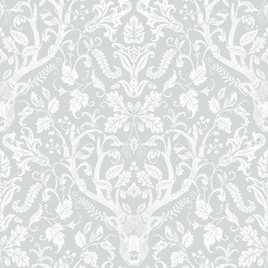 Kiwassa Grey Antler Damask Wallpaper by Chesapeake