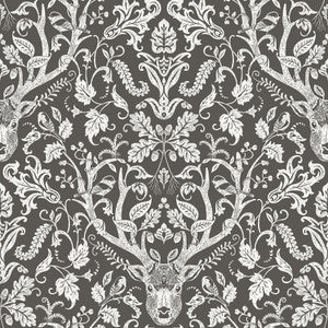 Kiwassa Brown Antler Damask Wallpaper by Chesapeake