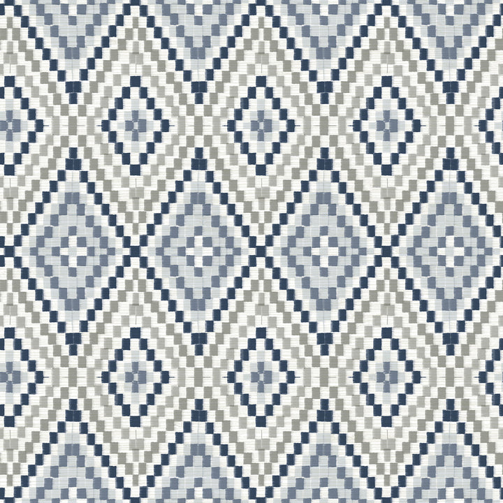 Ganado Navy Geometric Ikat Wallpaper by Chesapeake Birch & Sparrow Covers about 56.4 square feet 20.5-in by 33-ft long roll Prepasted 20.5 - Fabric Carolina -