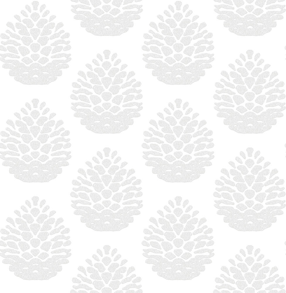 Totem Light Grey Pinecone Wallpaper by Chesapeake Birch & Sparrow Covers about 56.4 square feet 20.5-in by 33-ft long roll Prepasted 6.9 - Fabric Carolina -
