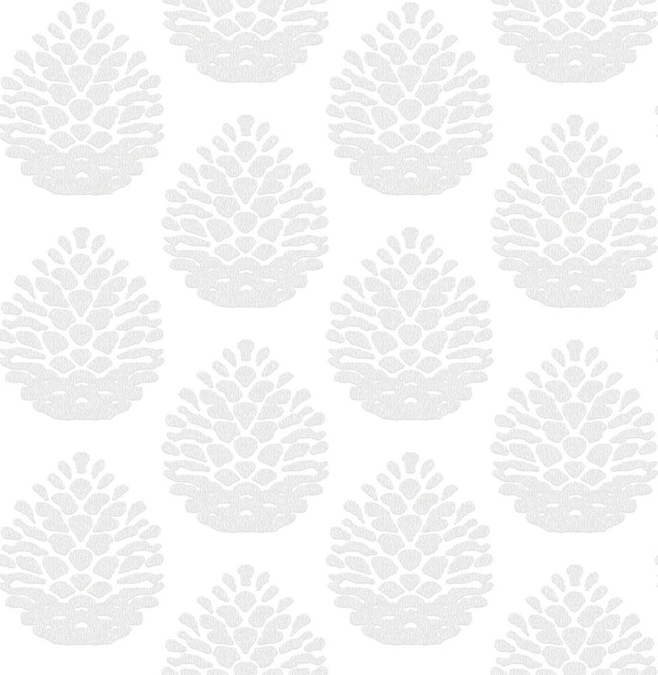 Totem Light Grey Pinecone Wallpaper by Chesapeake Birch & Sparrow Covers about 56.4 square feet 20.5-in by 33-ft long roll Prepasted 6.9 - Fabric Carolina -