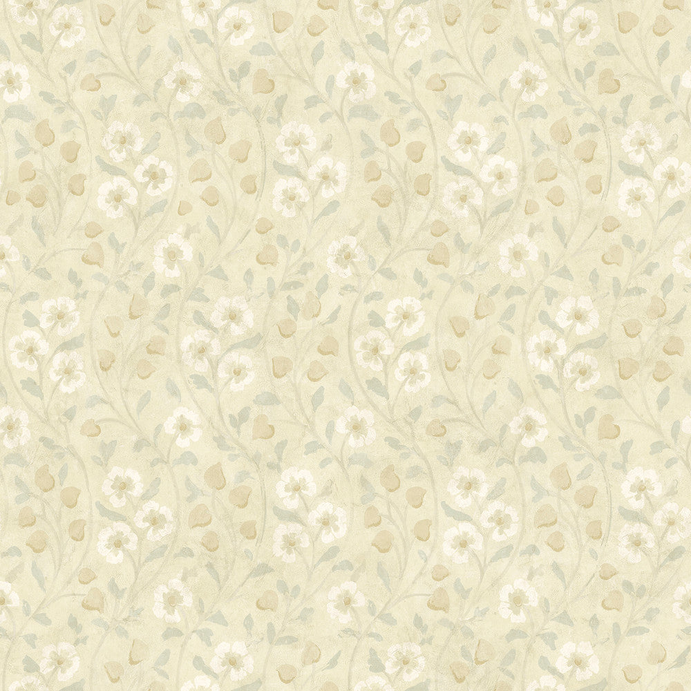 Patsy Beige Floral Wallpaper by Chesapeake Kindred Covers about 56.4 square feet 20.5-in by 33-ft long roll Prepasted 20.5 - Fabric Carolina -