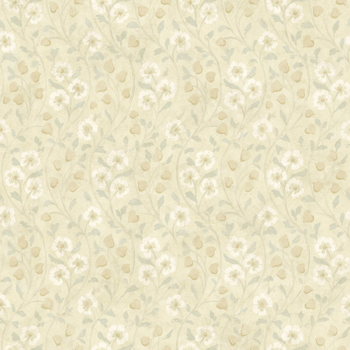 Patsy Beige Floral Wallpaper by Chesapeake Kindred Covers about 56.4 square feet 20.5-in by 33-ft long roll Prepasted 20.5 - Fabric Carolina -