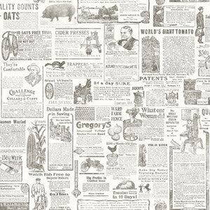 Underwood Taupe Vintage Newspaper Wallpaper by Chesapeake