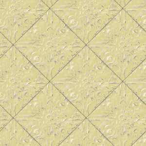 Brandi Yellow Metallic Faux Tile Wallpaper by Chesapeake
