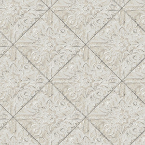 Brandi Grey Metallic Faux Tile Wallpaper by Chesapeake