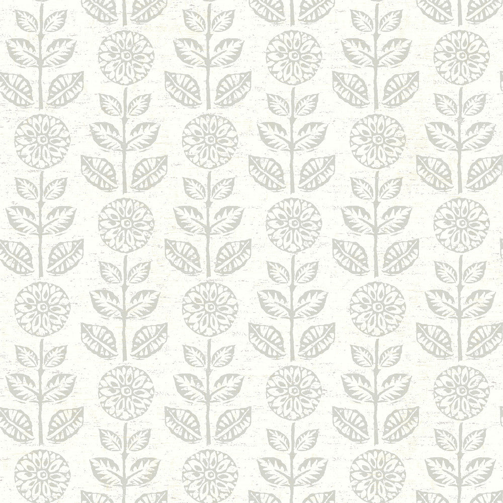 Dolly Light Grey Floral Wallpaper by Chesapeake Kindred Covers about 56.4 square feet 20.5-in by 33-ft long roll Prepasted 20.5 - Fabric Carolina -