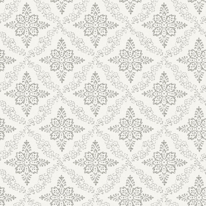 Wynonna Light Grey Geometric Floral Wallpaper by Chesapeake Kindred Covers about 56.4 square feet 20.5-in by 33-ft long roll Prepasted 20.5 - Fabric Carolina -