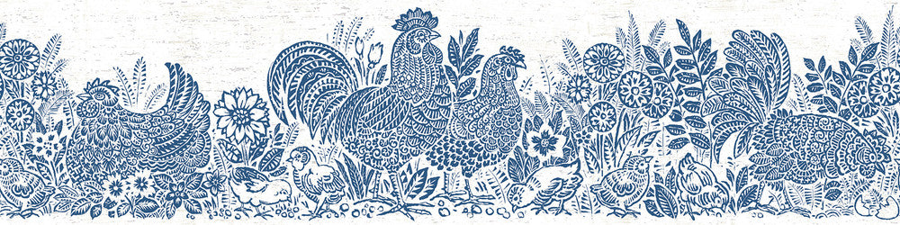 Parton Blue Chicken Wallpaper by Chesapeake Kindred Covers about 7.5 square feet 6-in by 15-ft long roll Prepasted 0 - Fabric Carolina -