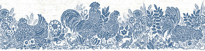 Parton Blue Chicken Wallpaper by Chesapeake Kindred Covers about 7.5 square feet 6-in by 15-ft long roll Prepasted 0 - Fabric Carolina -