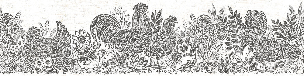 Parton Black Chicken Wallpaper by Chesapeake Kindred Covers about 7.5 square feet 6-in by 15-ft long roll Prepasted 0 - Fabric Carolina -