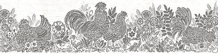 Parton Black Chicken Wallpaper by Chesapeake Kindred Covers about 7.5 square feet 6-in by 15-ft long roll Prepasted 0 - Fabric Carolina -