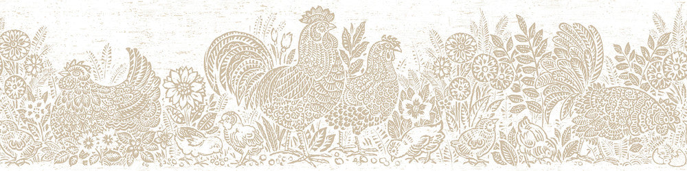 Parton Beige Chicken Wallpaper by Chesapeake Kindred Covers about 7.5 square feet 6-in by 15-ft long roll Prepasted 0 - Fabric Carolina -