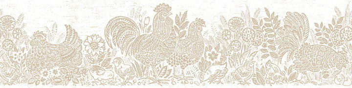 Parton Beige Chicken Wallpaper by Chesapeake Kindred Covers about 7.5 square feet 6-in by 15-ft long roll Prepasted 0 - Fabric Carolina -