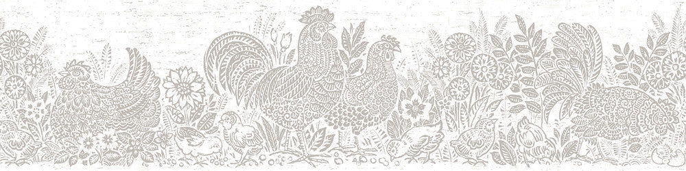 Parton Light Grey Chicken Wallpaper by Chesapeake Kindred Covers about 7.5 square feet 6-in by 15-ft long roll Prepasted 0 - Fabric Carolina -