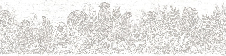 Parton Light Grey Chicken Wallpaper by Chesapeake Kindred Covers about 7.5 square feet 6-in by 15-ft long roll Prepasted 0 - Fabric Carolina -