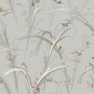 Meadowlark Grey Botanical Wallpaper by Chesapeake