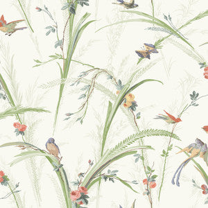 Meadowlark Light Green Botanical Wallpaper by Chesapeake