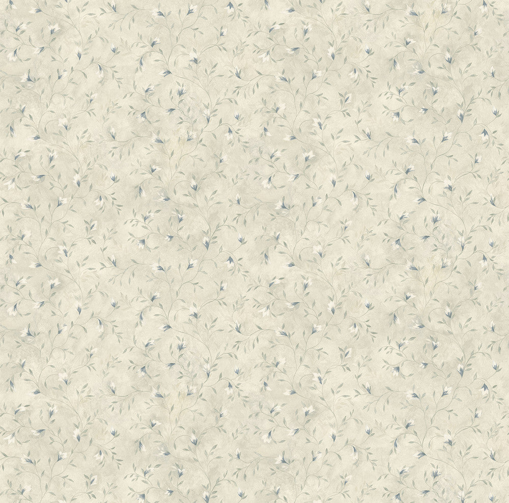 Eleanor Beige Folk Botanical Trail Wallpaper by Chesapeake Kindred Covers about 56.4 square feet 20.5-in by 33-ft long roll Prepasted 20.5 - Fabric Carolina -