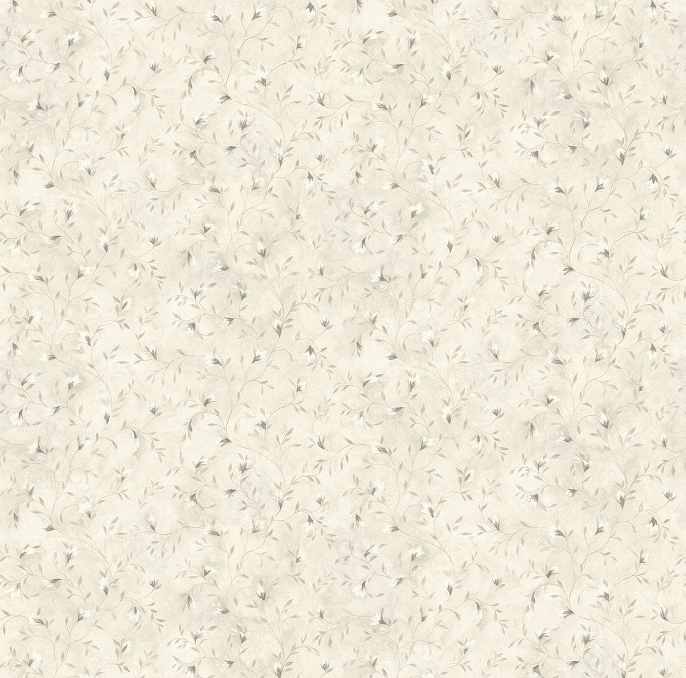 Eleanor Grey Folk Botanical Trail Wallpaper by Chesapeake Kindred Covers about 56.4 square feet 20.5-in by 33-ft long roll Prepasted 20.5 - Fabric Carolina -