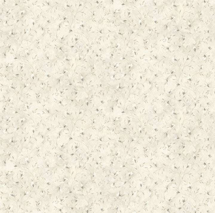 Eleanor Grey Folk Botanical Trail Wallpaper by Chesapeake Kindred Covers about 56.4 square feet 20.5-in by 33-ft long roll Prepasted 20.5 - Fabric Carolina -
