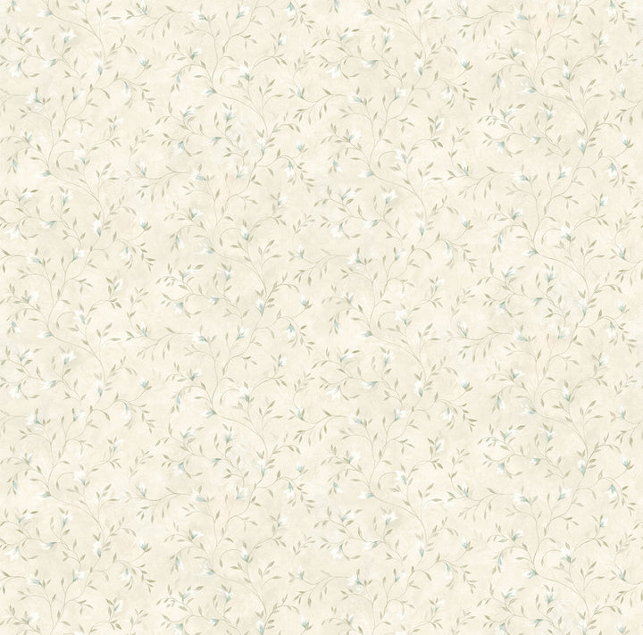 Eleanor Light Grey Folk Botanical Trail Wallpaper by Chesapeake Kindred Covers about 56.4 square feet 20.5-in by 33-ft long roll Prepasted 20.5 - Fabric Carolina -
