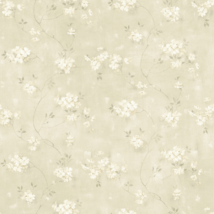 Braham Taupe Floral Trail Wallpaper by Chesapeake Kindred Covers about 56.4 square feet 20.5-in by 33-ft long roll Prepasted 20.5 - Fabric Carolina -