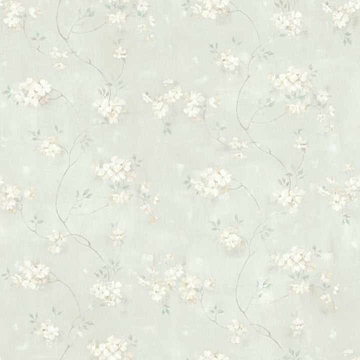 Braham Teal Floral Trail Wallpaper by Chesapeake Kindred Covers about 56.4 square feet 20.5-in by 33-ft long roll Prepasted 20.5 - Fabric Carolina -