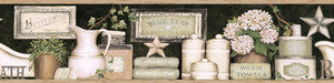 Country Bath Black Rustic Wallpaper by Chesapeake