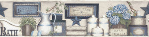 Country Bath Blue Rustic Wallpaper by Chesapeake